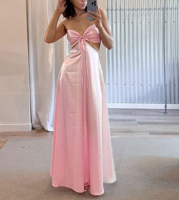 Simple pink prom dress New Evening Dresses
