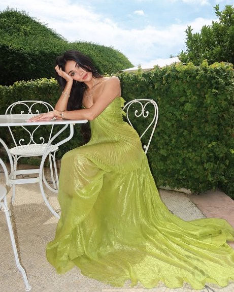 Chic Strapless Green Spaghetti Straps Ruched Evening Dress Long Party Party Dress