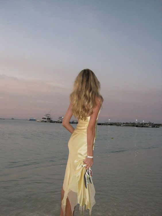 Yellow Mermaid Halter Satin Prom Dress Party Evening Dress
