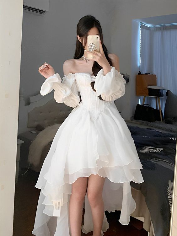 White Tea Break Dress, Tulle Prom Dress Fairy Dress For Women, Victorian Dress, Graduation Dress