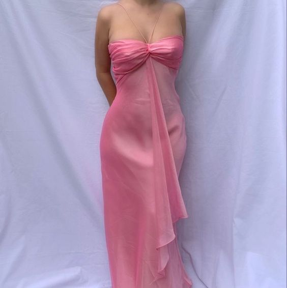 Sexy Pink Chiffon Long Prom Dress Party Gown