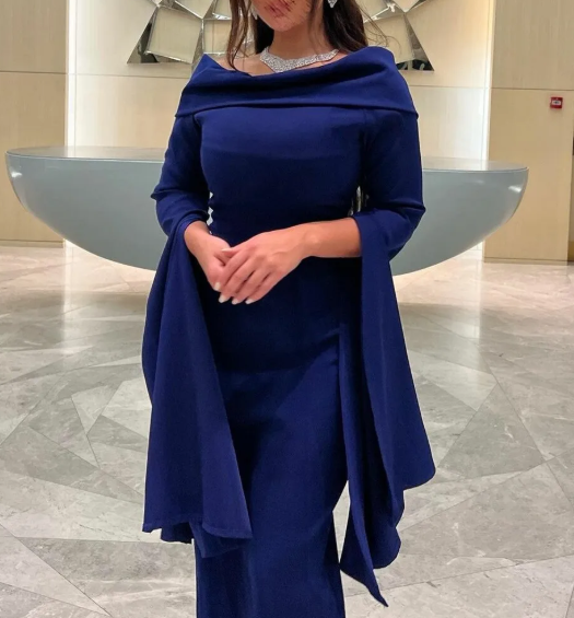 Elegant Blue Long Evening Dress,Blue Formal Dress