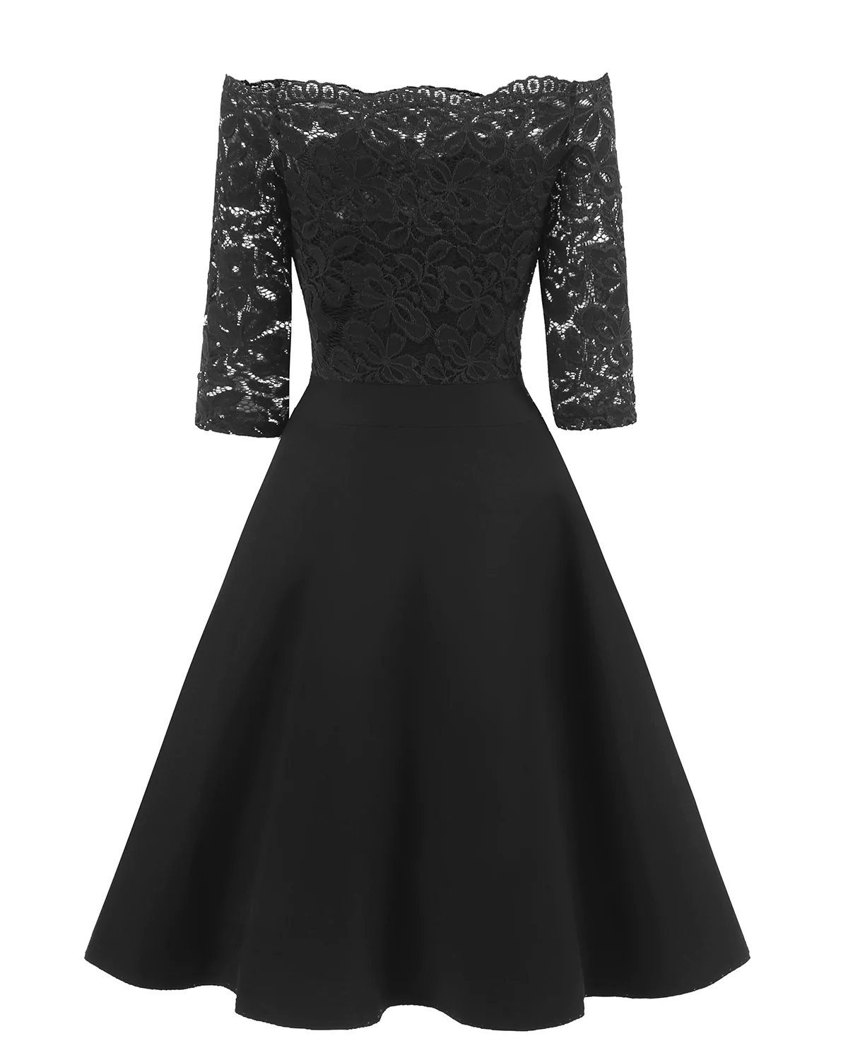 Vintage Short Black Bridesmaid Dresses One Shoulder Lace Party Dress with Sleeves