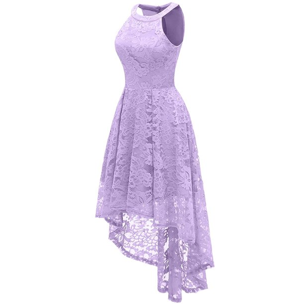 Women's Halter Hi-Lo Floral Christmas Lace Party Dresses