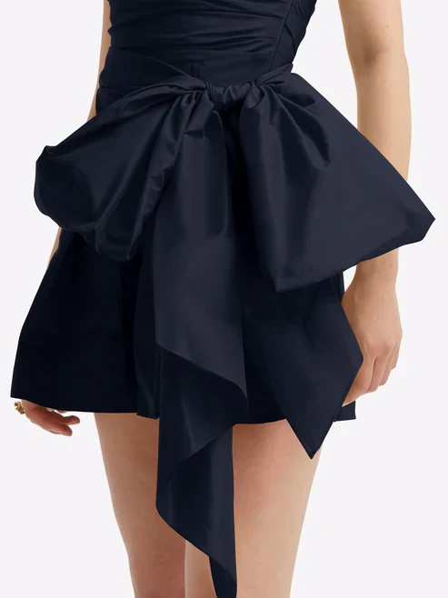 Navy Blue Strapless Short Homecoming Dress with Bow