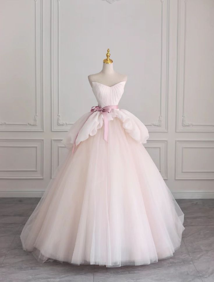 Sweet Light Pink Tulle A Line Ball Gown Elegant Prom Dress Birthday Dress