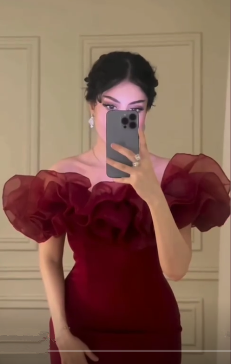 Burgundy Off The Shoulder Sheath Sexy Evening Dress Long Prom Party Dress