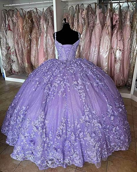 Purple princess ball gown quinceanera dress sweet 16 dress butterflies quinceanera dress