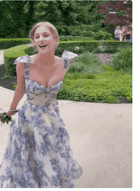 Beautiful Floral Print Chiffon Long Prom Dresses Evening Dress