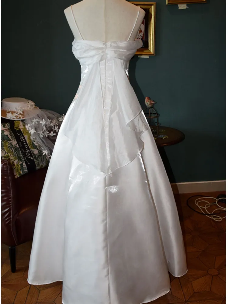 Fashion White Satin A Line Evening Dress Elegant Prom Party Dress