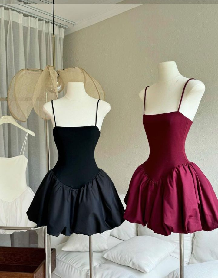 Sexy Spaghetti Straps Black A Line Short Homecoming Dress Cocktail Dress