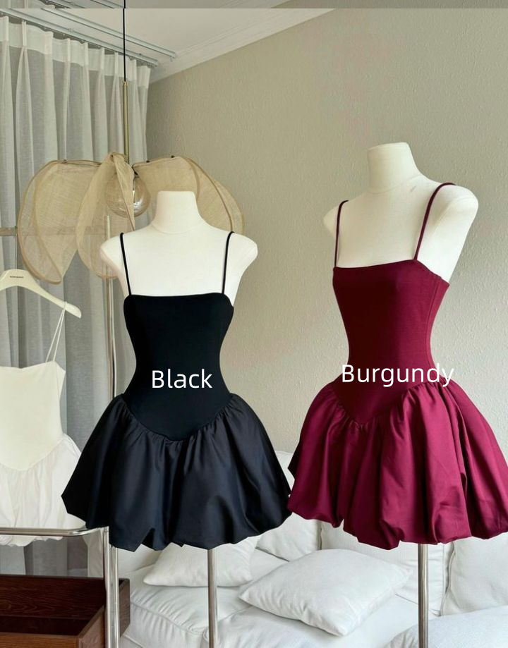 Sexy Spaghetti Straps Black A Line Short Homecoming Dress Cocktail Dress
