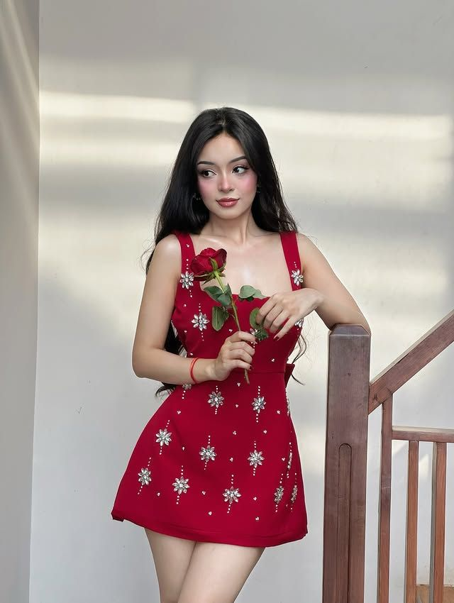 Fashion Square Neck Red Satin Beaded Short Party Dress Formal Graduation Homecoming Dress