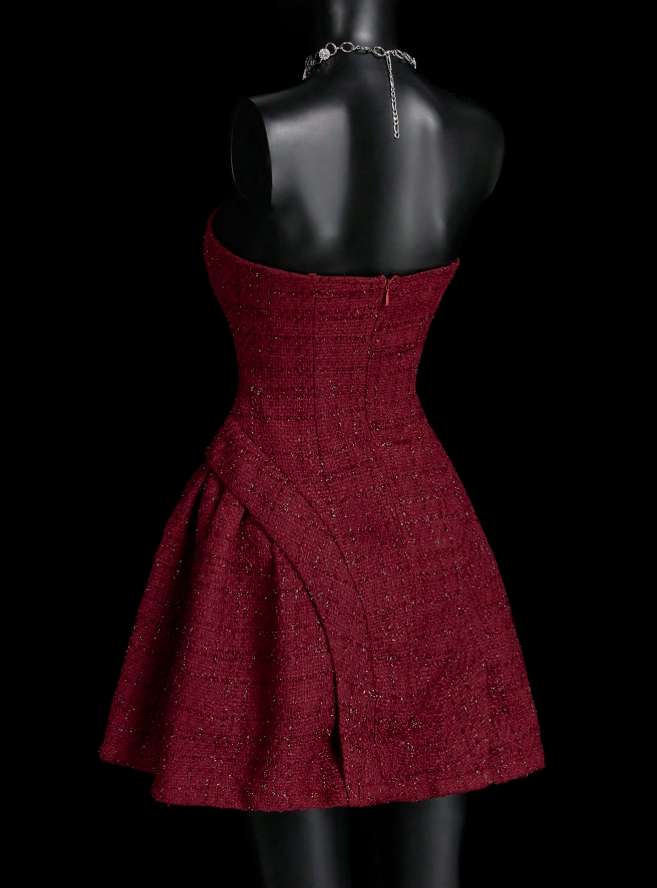 Unique Burgundy Sweetheart Neck A Line Short Birthday Dress Vacation Dress