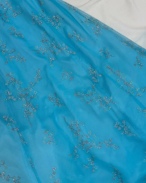 Chic Strapless Blue A Line Tulle Sequins Party Dress,Formal Prom Evening Dress