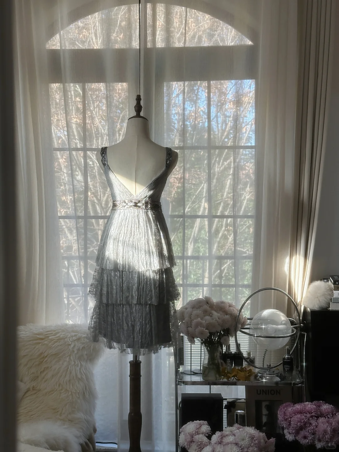 Elegant V Neck Lace Beaded Layered Mini Birthday Outfits Gray A Line Short Homecoming Dress