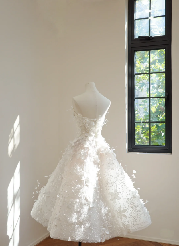 Fairy Strapless White Tulle Lace Gardenia A Line Birthday Outfits Homecoming Dress