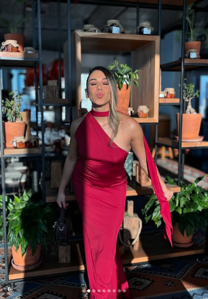 Burgundy One Shoulder Satin Long Party Evening Dress