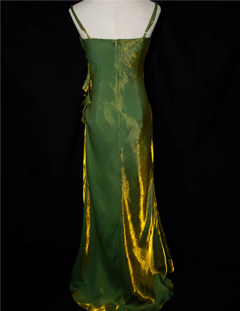 Vintage Floral Embellished Evening Gown Green Party Evening Dress