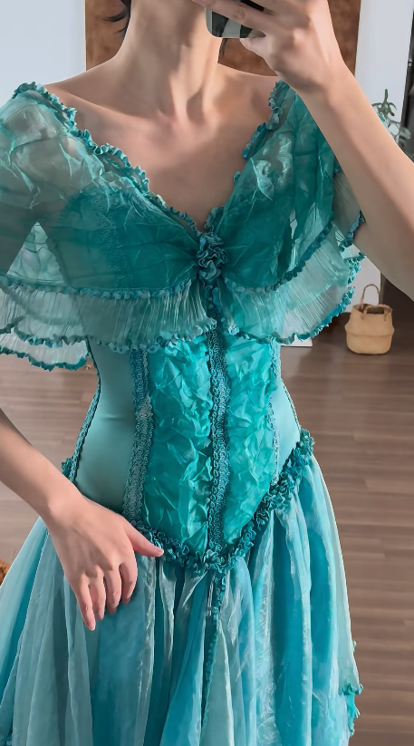V Neck Chiffon Prom Party Dress Retro Vintage Evening Dress