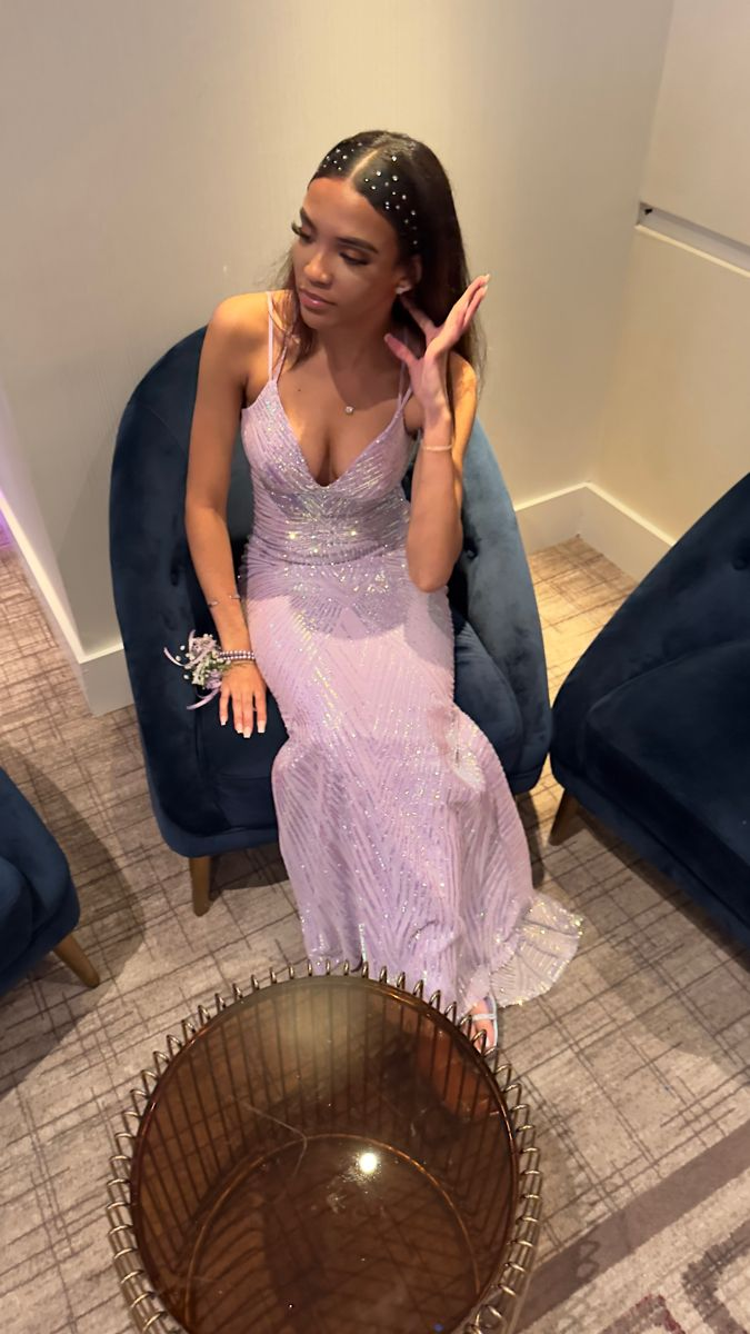 Luxury Lilac Spaghetti Straps Vneck Backless Evening Dress Mermaid Party Prom Dress