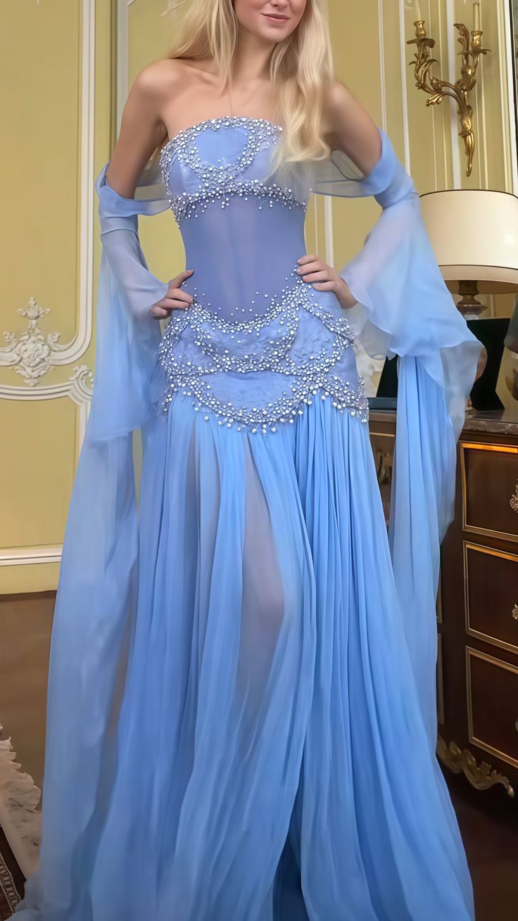 Pretty A Line Off The Shoulder Maxi Long Party Light Blue Chiffon Prom Dresses Evening Dress