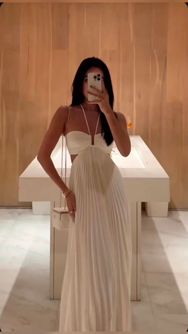 Sexy White A Line Pleated Party Dress Evening Gown