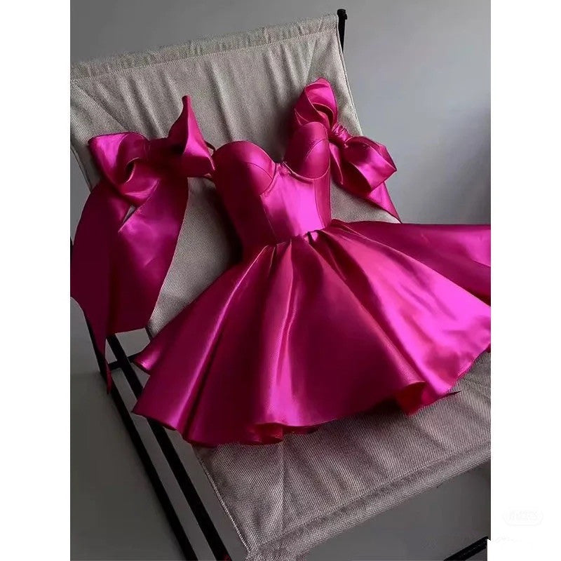 Simple A line Short Birthday Dress Red Homecoming Dresses