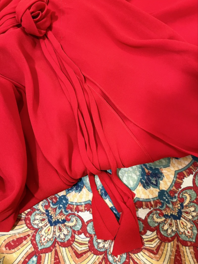 Charming Spaghetti Straps Red Chiffon A Line Long Wedding Guest Dress Evening Dress Dress