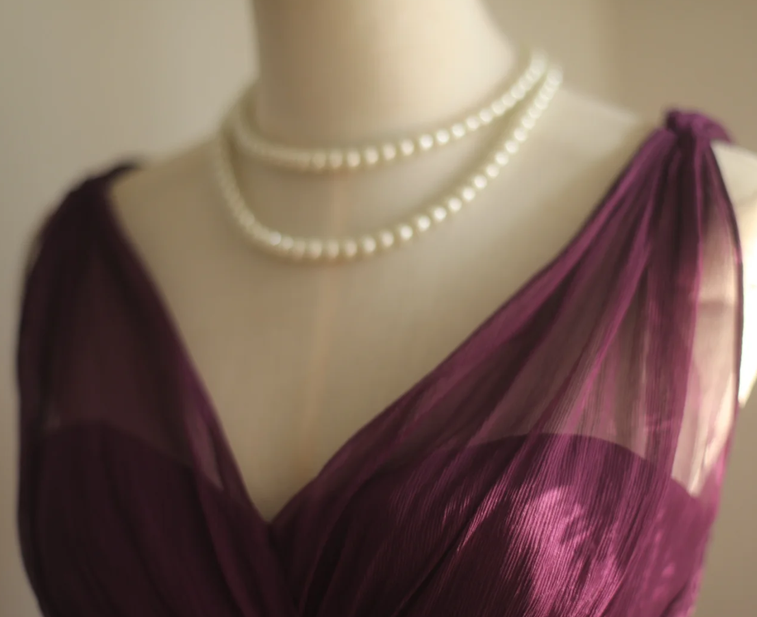 Charming Purple V Neck Tulle Long Wedding Guest Dress Formal Evening Dress Prom Dress