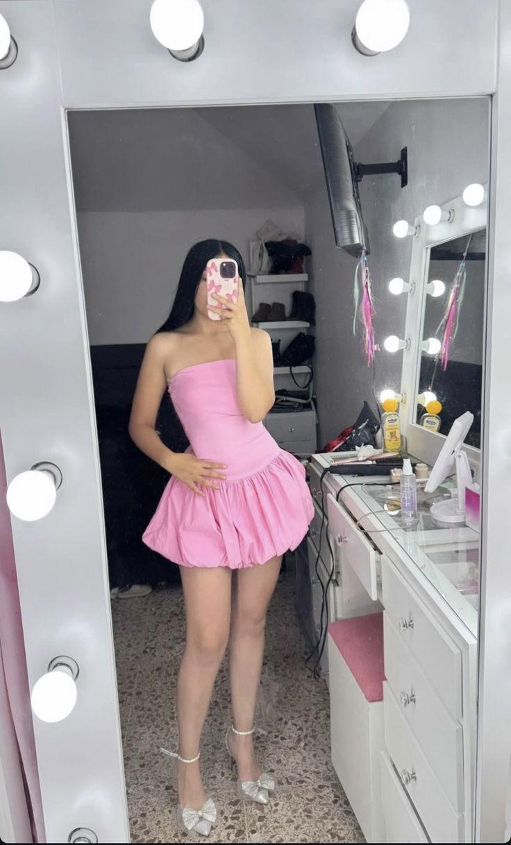 Cute Pink Strapless Satin A Line Short Prom Dress Formal 7th Grade Homecoming Dress