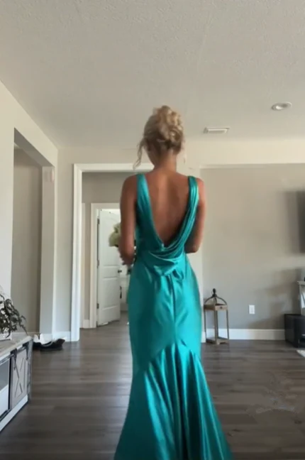 Sexy V Neck Mermaid Prom Dress Long Evening Dress