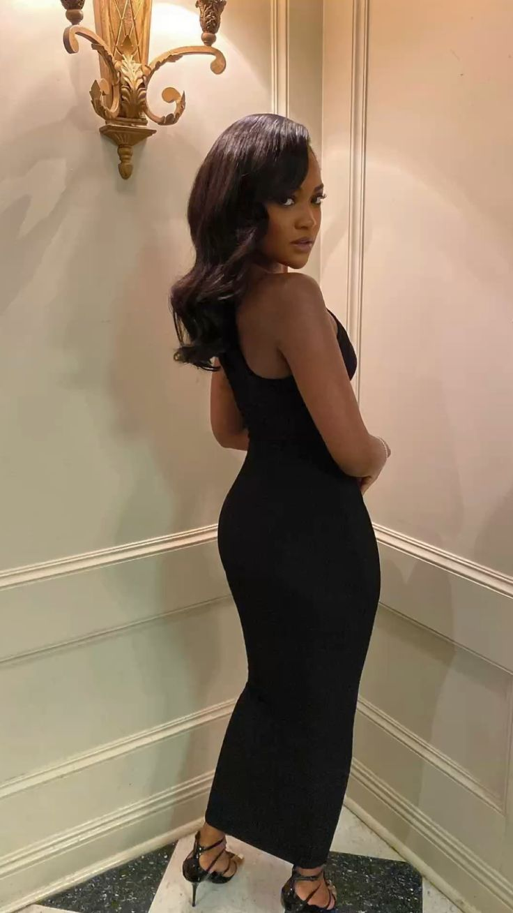 Sexy One Shoulder Black Bodycon Dress,Black Party Dress