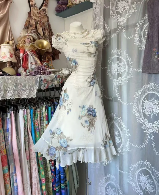 Chiffon Floral Prom Dress 22nd Birthday Outfit Formal Event Dress