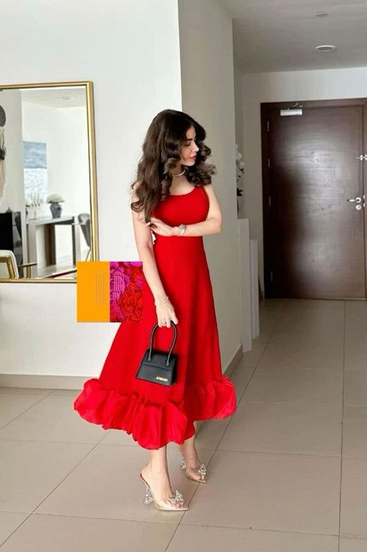 Beautiful Red Knee Length Prom Dress Party Evening Gown