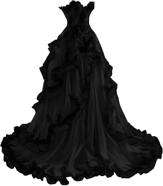 Vintage Ball Gown Sweetheart Tulle Prom Dresses Long Ruffles Evening Dress