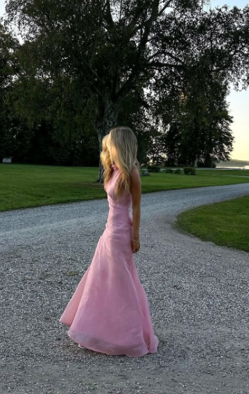 Gorgeous Mermaid High Neckline Pink Slit Tulle Long Prom Dresses Evening Dress