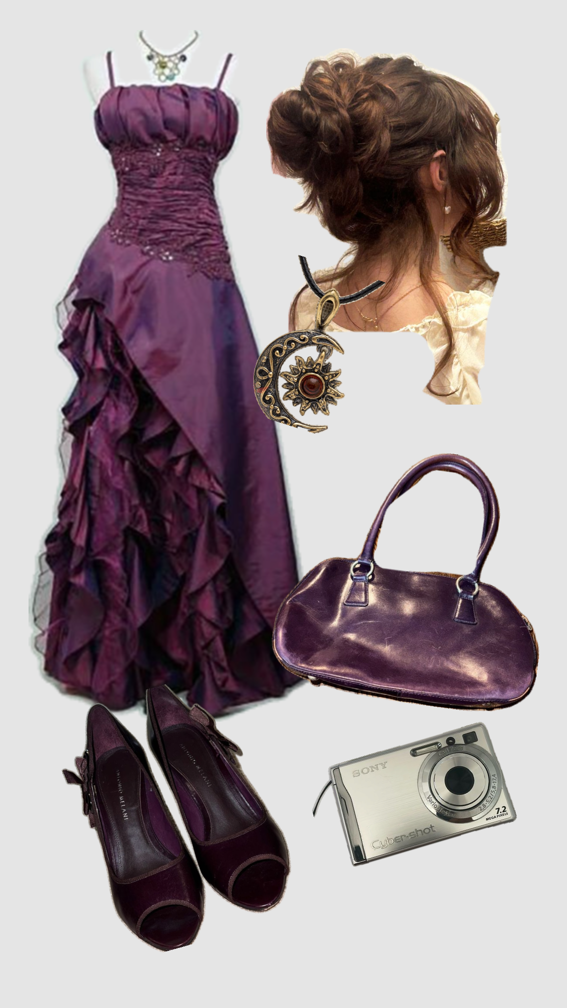 Vintage High Low Spaghetti Straps Grape Taffeta Long Prom Dresses Evening Gowns