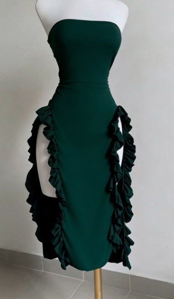 Elegant Sheath Strapless Black Satin Prom Dress Birthday Outfits