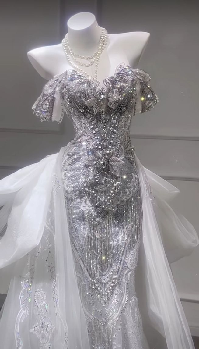 Timeless Mermaid Off The Shoulder Tulle Lace Sequin Beaded Long Wedding Dresses