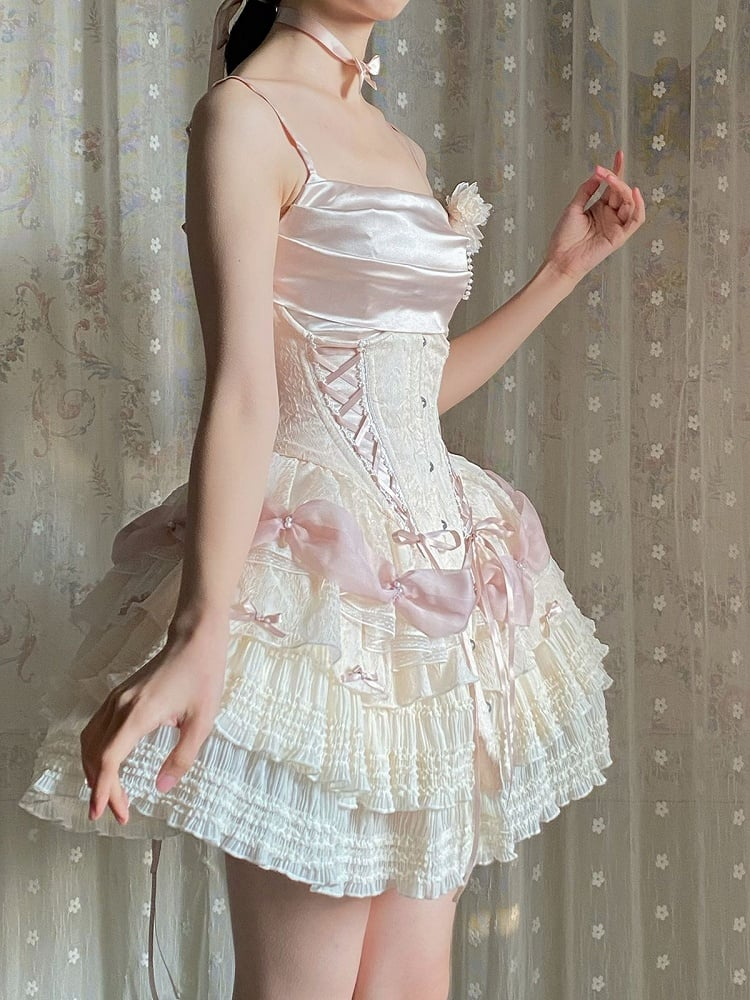 Sweet 16th Pink Ball Gown Spaghetti Straps Satin Short Homecoming Dress Birthday Outfits