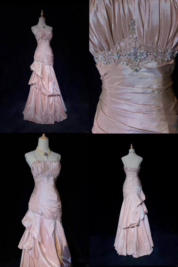 Pretty A Line Spaghetti Straps Satin Long Prom Dresses Formal Dress