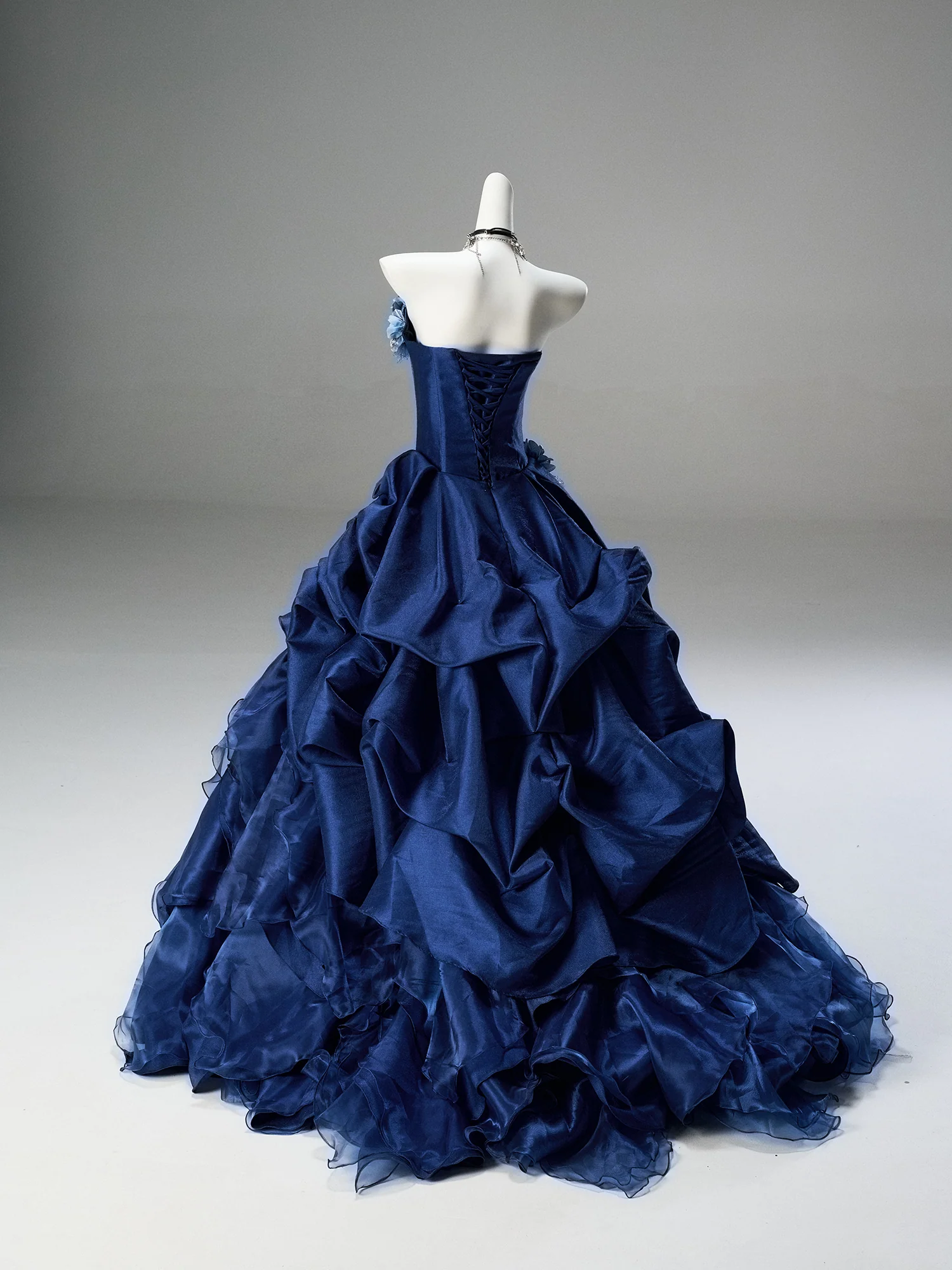 Vintage Ball Gown Strapless Satin Long Prom Dress, Evening Dress
