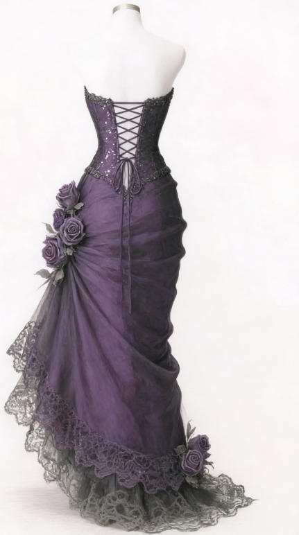Vintage Mermaid Strapless Satin Tulle Lace Without Sleeves Long Prom Dress, Evening Dress