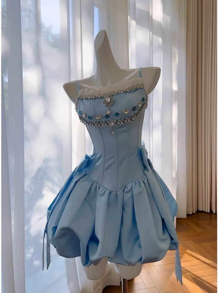 Classy Spaghetti Straps Blue Short Homecoming Dresses A Line Cocktail Dress