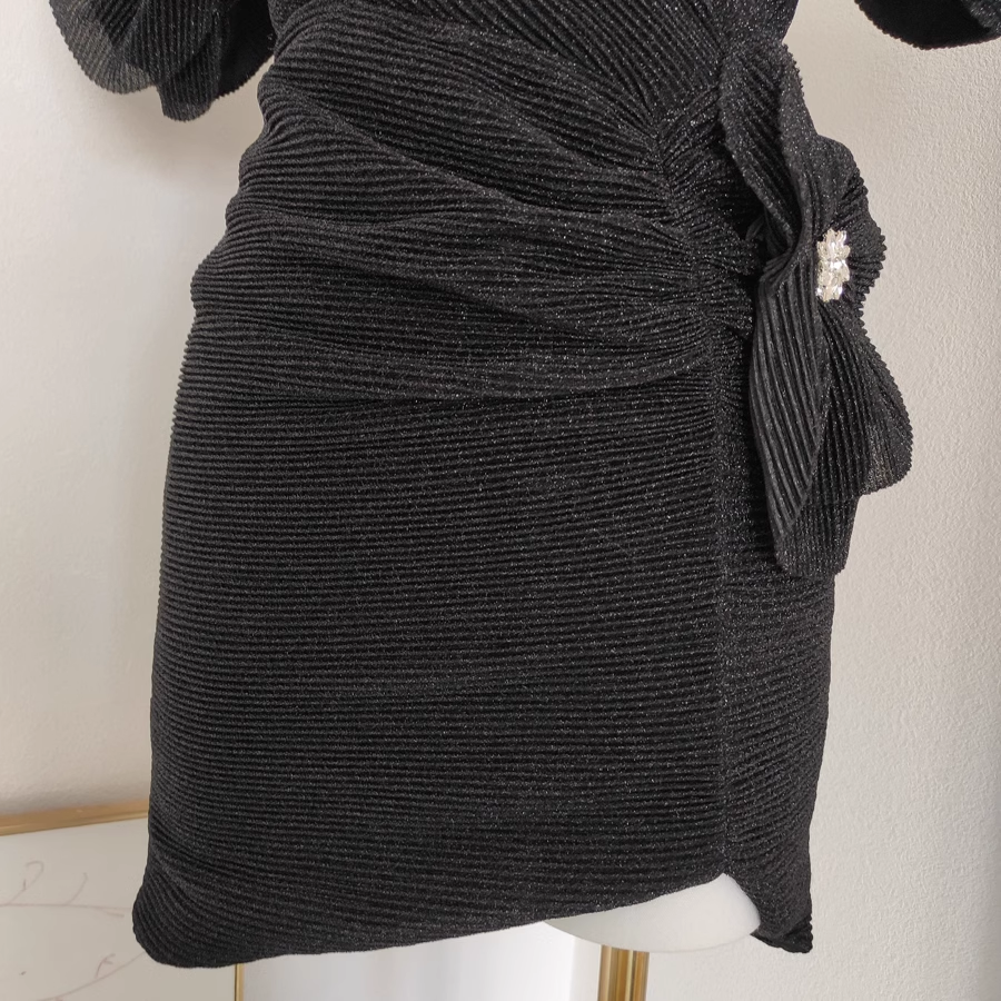 Cute A line Off The Shoulder Black Party Dress Short Birthday Dresses With BEads