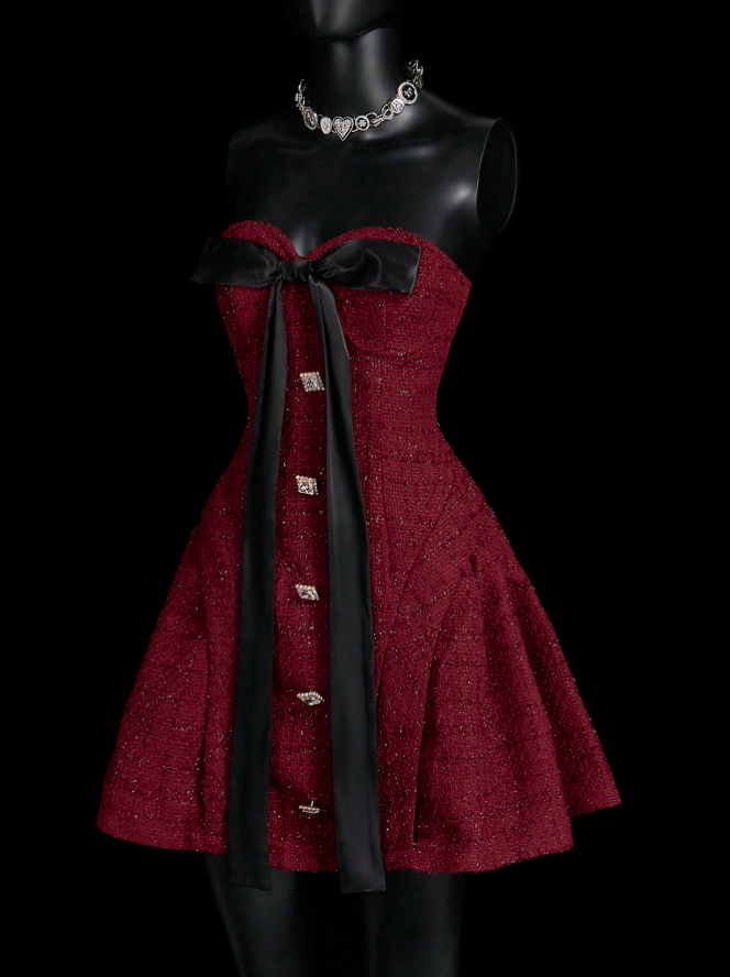 Unique Burgundy Sweetheart Neck A Line Short Birthday Dress Vacation Dress