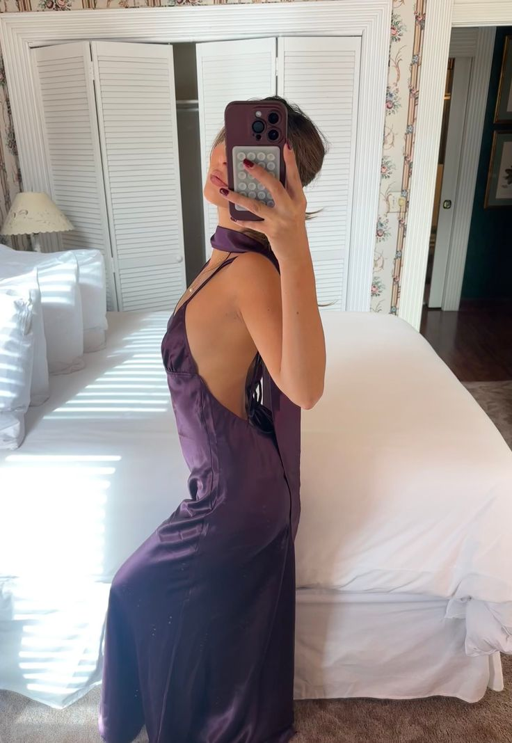 Purple Sexy Backless Long Prom Dress Party Gown