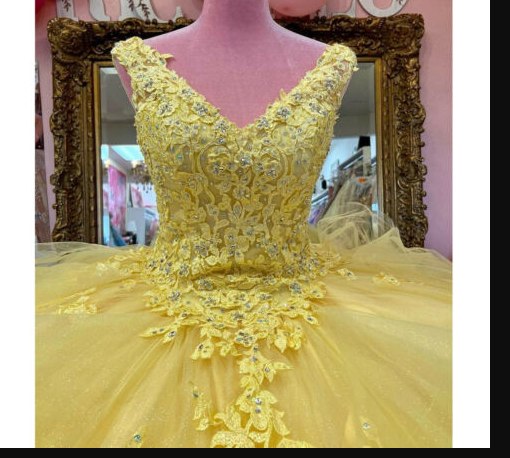 Yellow Quinceanera Dresses Beaded Tiered With Bow Sweet 15 16 Dress Ball Gowns