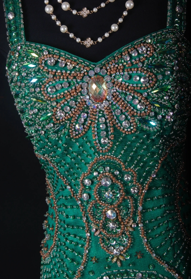 Vintage Spaghetti Straps Green Satin Tulle Beaded Party Dress Mermaid Long 21st Birthday Outfits